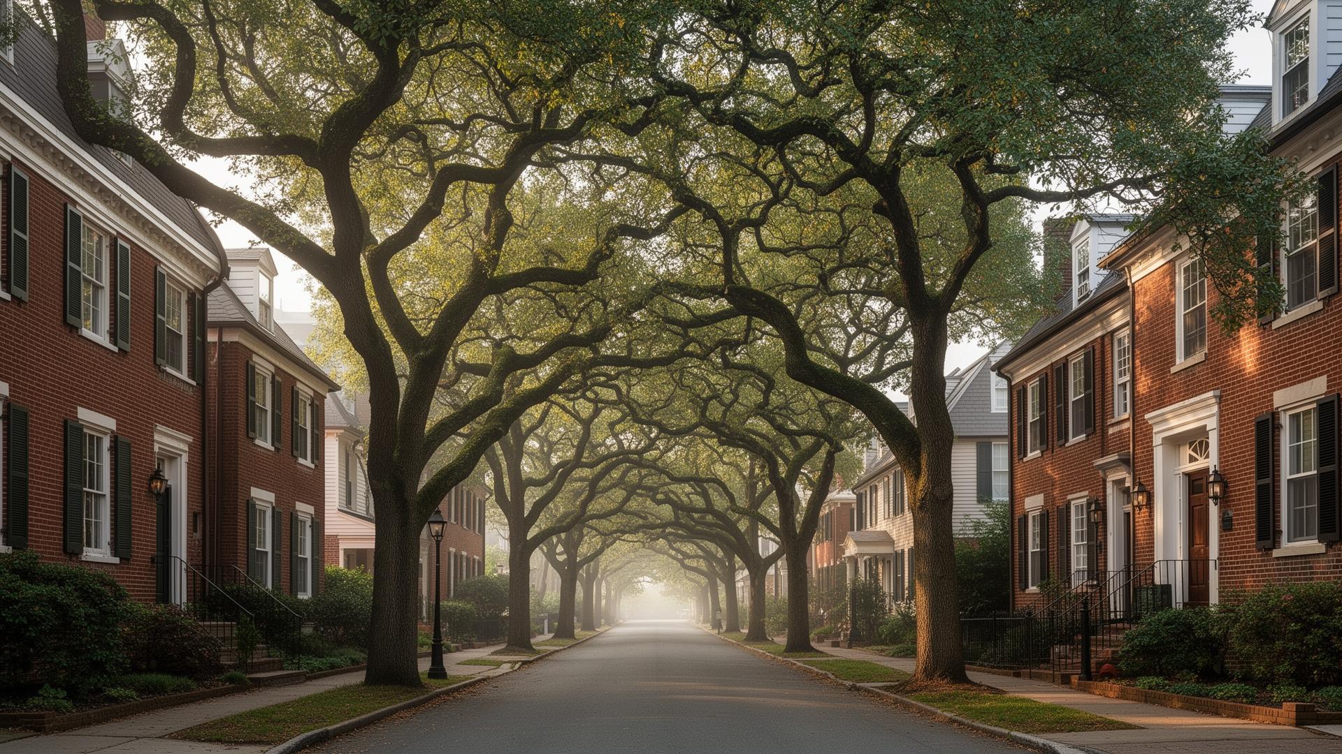 Tree-lined historic street in Yonkers, NY